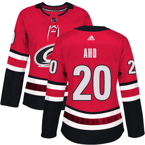 Adidas Carolina Hurricanes 20 Sebastian Aho Red Home Authentic Women Stitched NHL Jersey